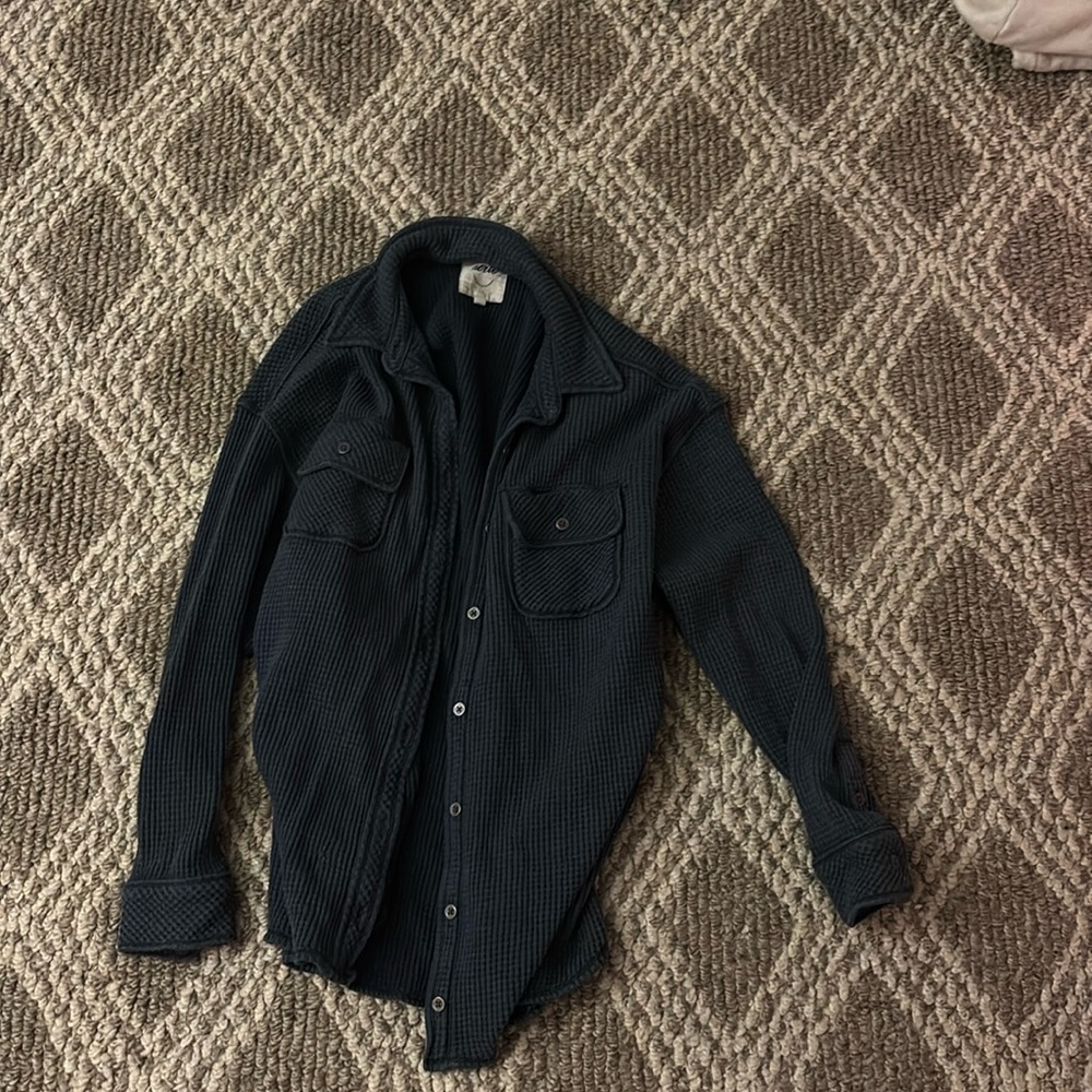 Aerie Navy Blue Button-Up